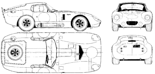 Car (photo sketch drawing-car scheme) AC Cobra Daytona Coupe 