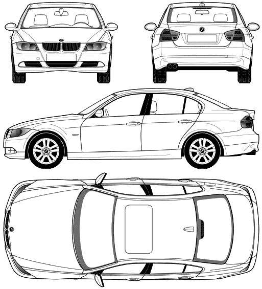 자동차 BMW 3-Series Sedan E90 2005 