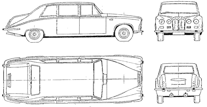 Car (photo sketch drawing-car scheme) Daimler DS420