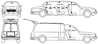 Mašīna (foto skice zīmēšanas-car shēma) Daimler Eagle V8 Hearse 1997