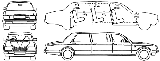 Mašīna (foto skice zīmēšanas-car shēma) Daimler Eagle V8 Limousine 1990