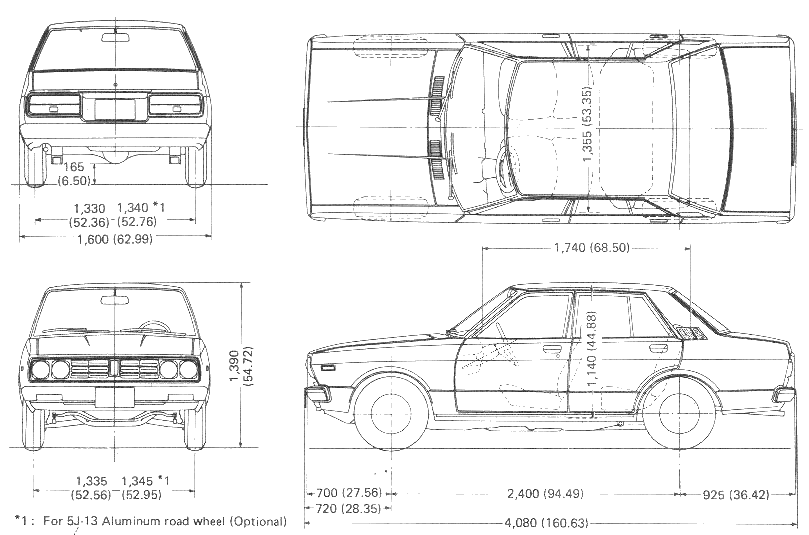 Car (photo sketch drawing-car scheme) Datsun 160 J Violet A 10