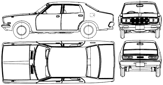 Car (photo sketch drawing-car scheme) Datsun Bluebird 180B 610 4-Door 1972