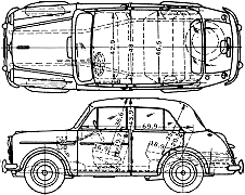 Car (photo sketch drawing-car scheme) Datsun Bluebird 210 1958