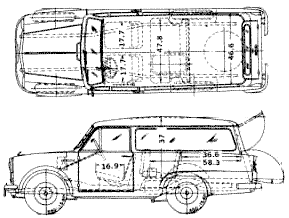 Auto (Foto Skizze Zeichnung Auto-Regelung) Datsun Bluebird 211VPL 1960