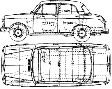 Auto (Foto Skizze Zeichnung Auto-Regelung) Datsun Bluebird 310 1959