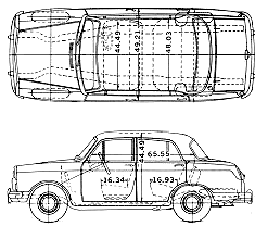 Auto (Foto Skizze Zeichnung Auto-Regelung) Datsun Bluebird 310 1961a