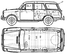 Car (photo sketch drawing-car scheme) Datsun Bluebird 310 Wagon 1961