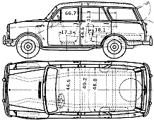 Car (photo sketch drawing-car scheme) Datsun Bluebird 311 Wagon 1962
