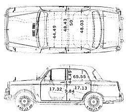 Car (photo sketch drawing-car scheme) Datsun Bluebird 312 1963