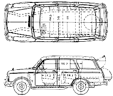 자동차 (사진 스케치 드로잉 - 차 구성표) Datsun Bluebird 312 Wagon 1963