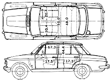 Auto (Foto Skizze Zeichnung Auto-Regelung) Datsun Bluebird 410 1965