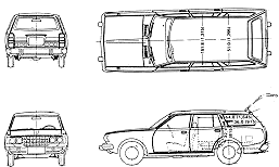 Mašīna (foto skice zīmēšanas-car shēma) Datsun Bluebird 610 Wagon 1975
