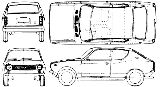 자동차 (사진 스케치 드로잉 - 차 구성표) Datsun Cherry 100A 3-Door