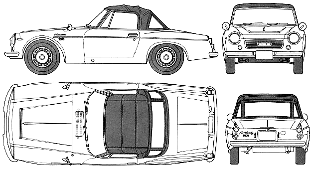 Car (photo sketch drawing-car scheme) Datsun Fairlady 2000 SR-311 1970