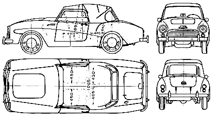 小汽車 (照片素描畫車計劃) Datsun Fairlady 213SPL 1962a