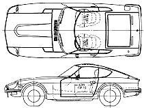 Auto (Foto Skizze Zeichnung Auto-Regelung) Datsun Fairlady 240Z 1972
