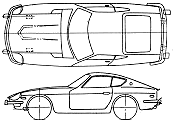 Car (photo sketch drawing-car scheme) Datsun Fairlady 260Z 1974