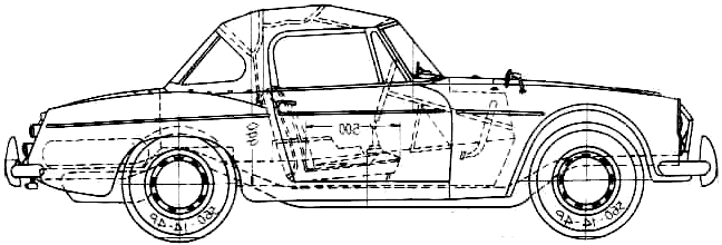 Mašīna (foto skice zīmēšanas-car shēma) Datsun Fairlady 311SPL 1600 1968