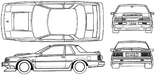Mašīna (foto skice zīmēšanas-car shēma) Datsun Gazelle Coupe Turbo RS-X 1979