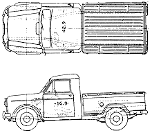 자동차 (사진 스케치 드로잉 - 차 구성표) Datsun Pick-up 222PLG 1961