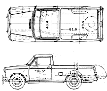 Auto (Foto Skizze Zeichnung Auto-Regelung) Datsun Pick-up 320NL 1964