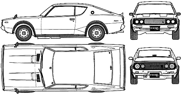 Auto (Foto Skizze Zeichnung Auto-Regelung) Datsun Skyline C110 GT-R 1972