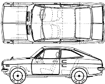 Mašīna (foto skice zīmēšanas-car shēma) Datsun Sunny 1200 Deluxe Coupe 1972