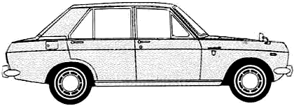 Mašīna (foto skice zīmēšanas-car shēma) Datsun Sunny 4-Door 1965