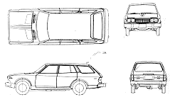Mašīna (foto skice zīmēšanas-car shēma) Datsun Violet 710 Wagon 1975