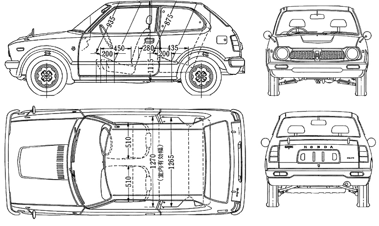 Cotxe Honda Civic 3-Door 1972 