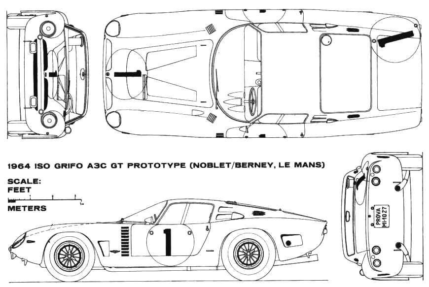 Karozza Iso Grifo A3C GT Prototype Le Mans 1964