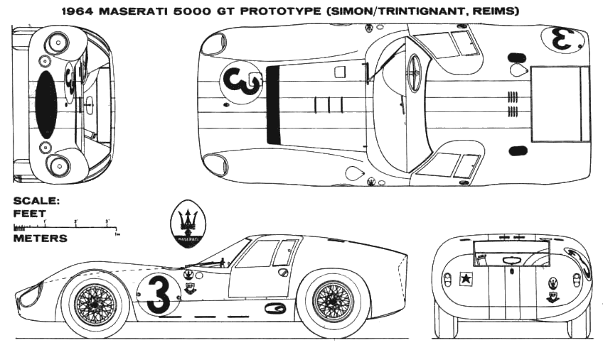 Karozza Maserati 5000 GT Prototype Reims 1964