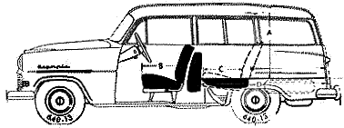 Karozza Opel Rekord Caravan 1956 