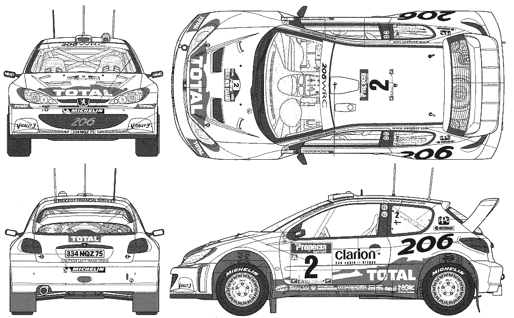 Mašīna Peugeot 206 WRC 2002 