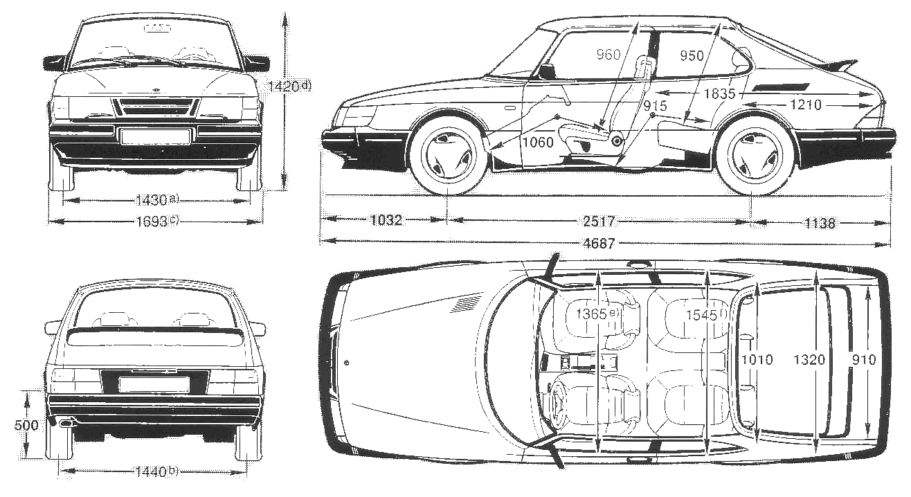 Karozza Saab 900 3/5