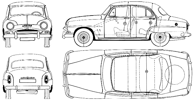 자동차 Simca 9 Aronde 1300 1956