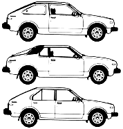 Car (photo sketch drawing-car scheme) Datsun Cherry 1979